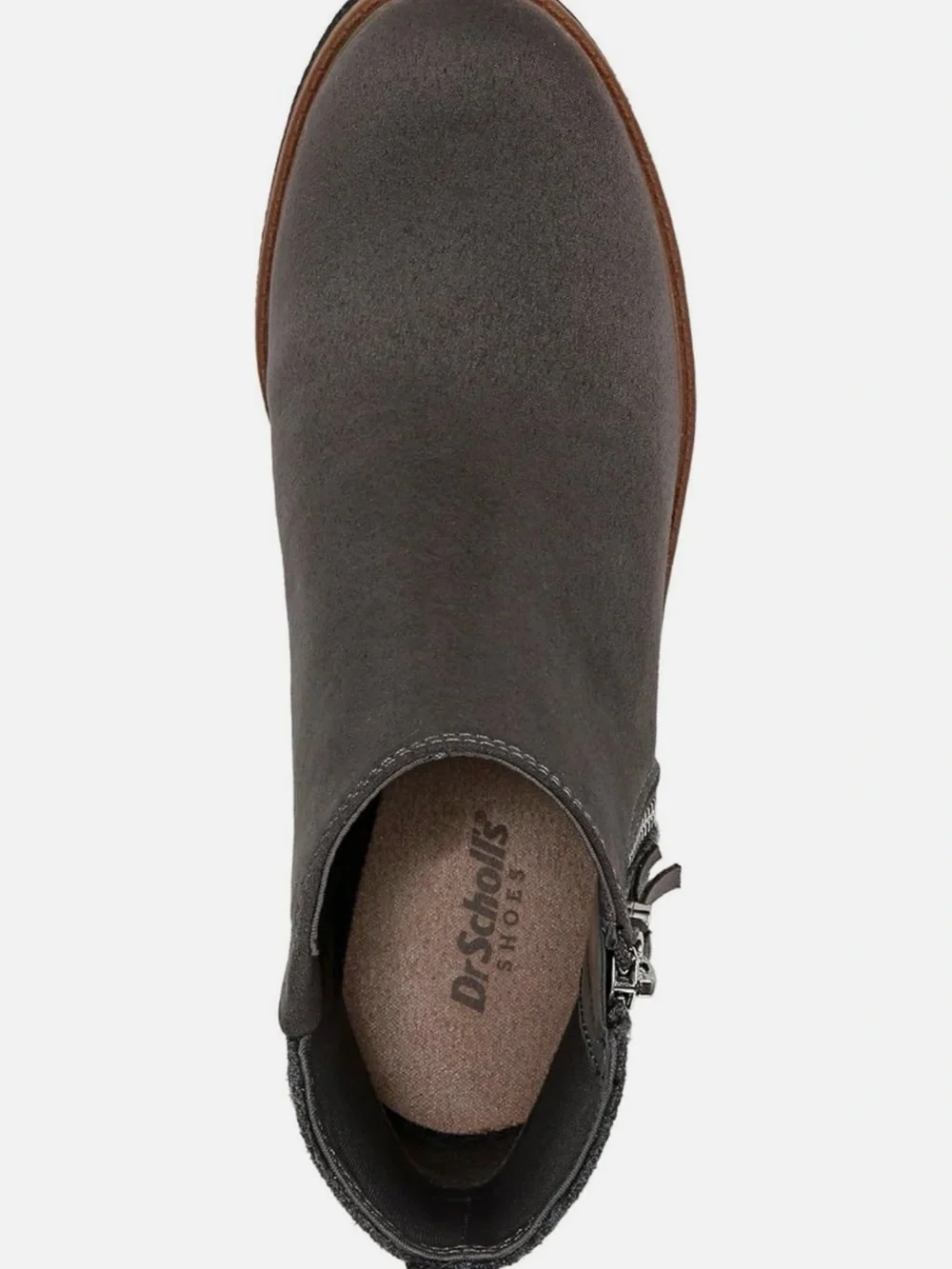 Dr. Scholl's Gray Suede Wedge Ankle Boots with Brown Trim